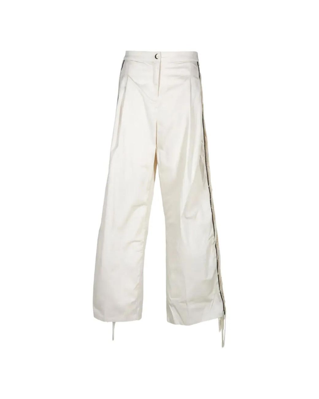 SADH White Kamya Fringe-Trim Trousers