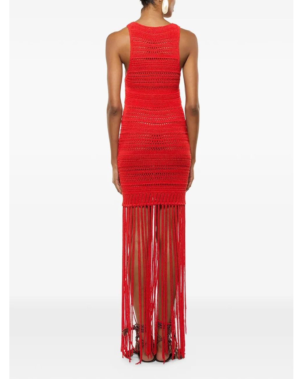 Laneus Red Knitted Maxi Dress