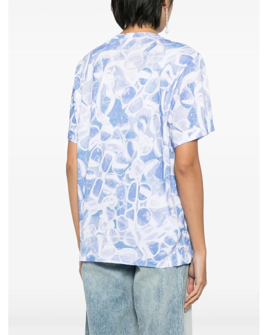 Stella McCartney Blue Sunglasses-Print T-Shirt