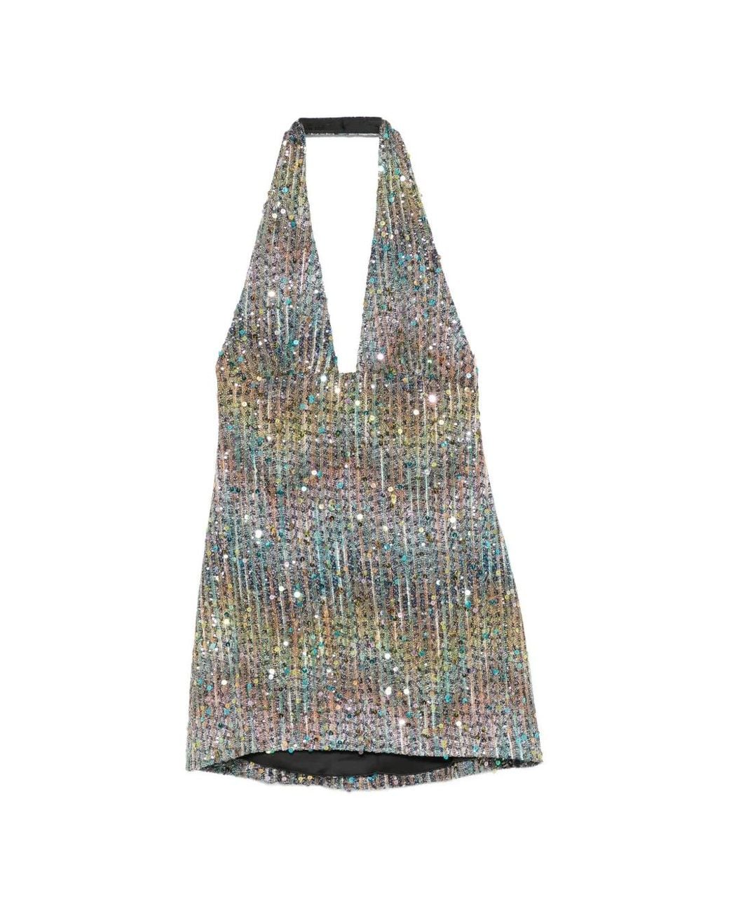 Missoni White Sequin-Embellished Halterneck Mini Dress