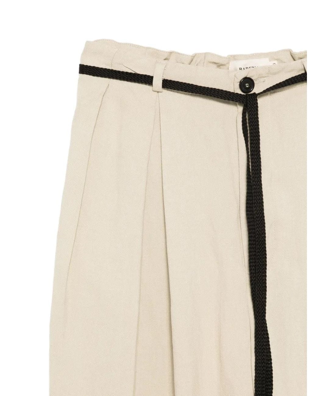 Barena White Pantalon À Design Plissé