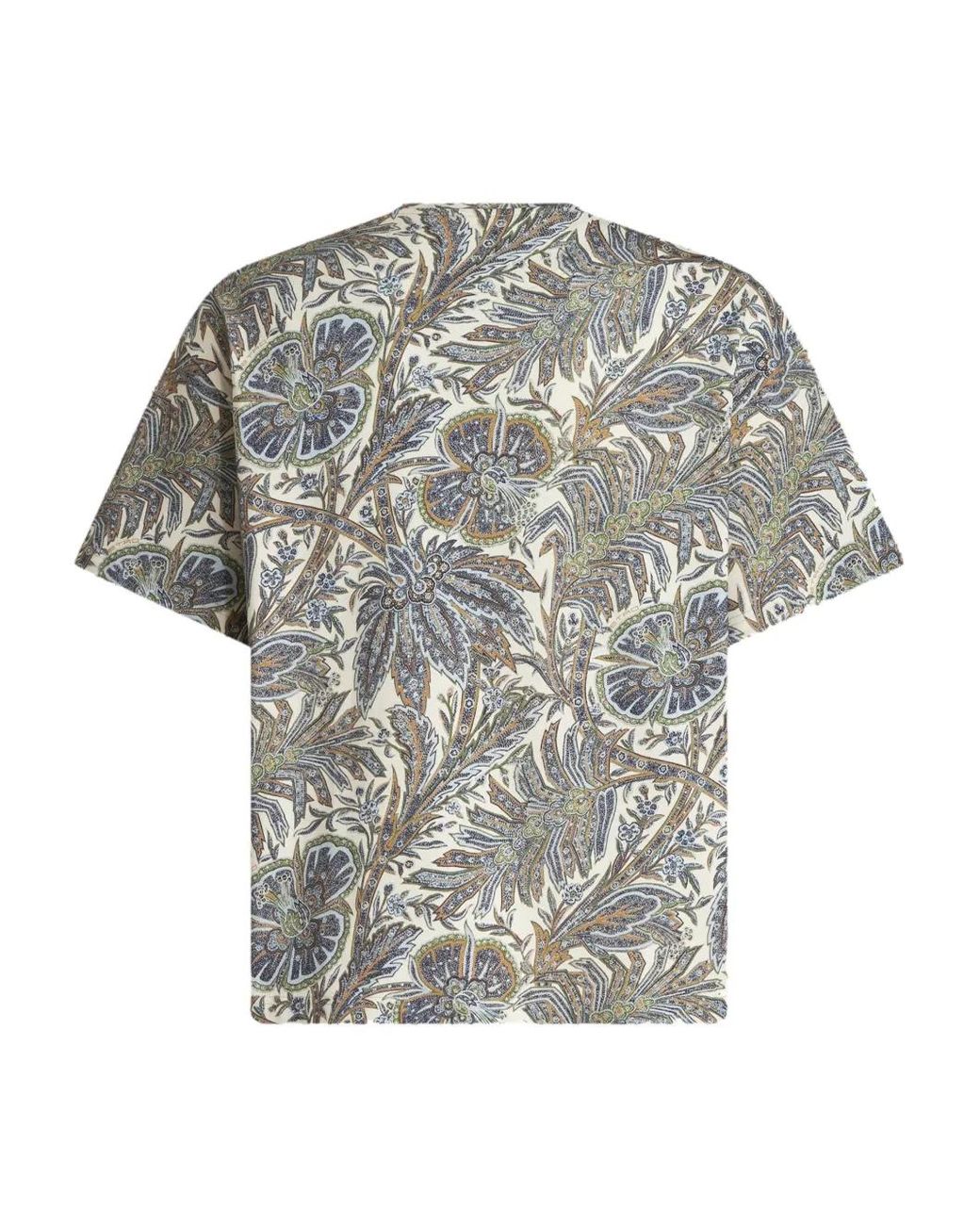 Etro Gray Paisley-Print Cotton T-Shirt for men