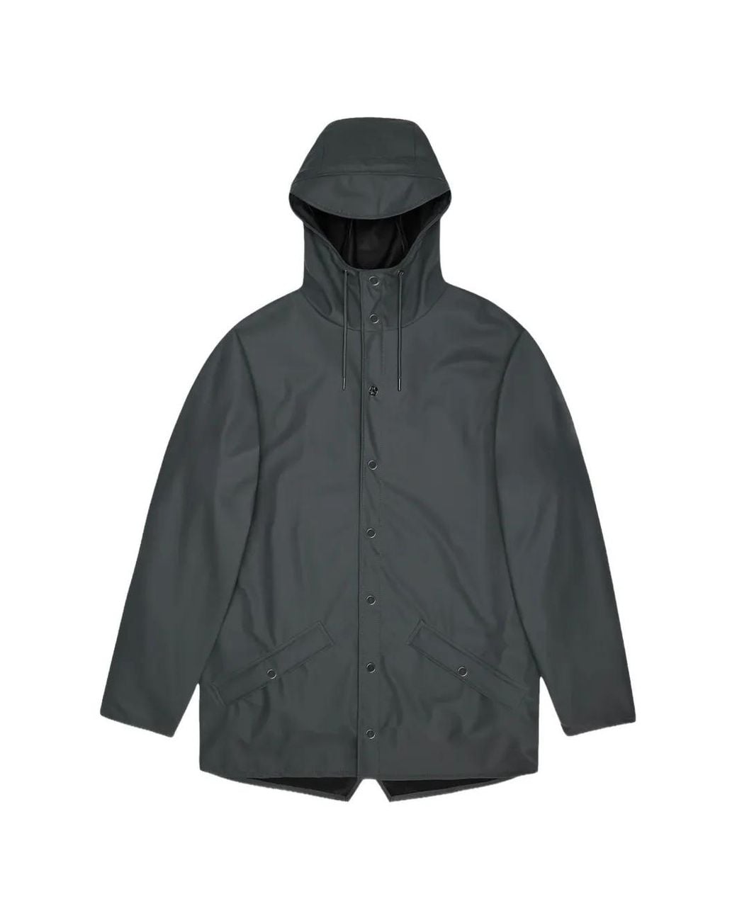 Rains Gray Hooded Fishtail-Hem Jacket
