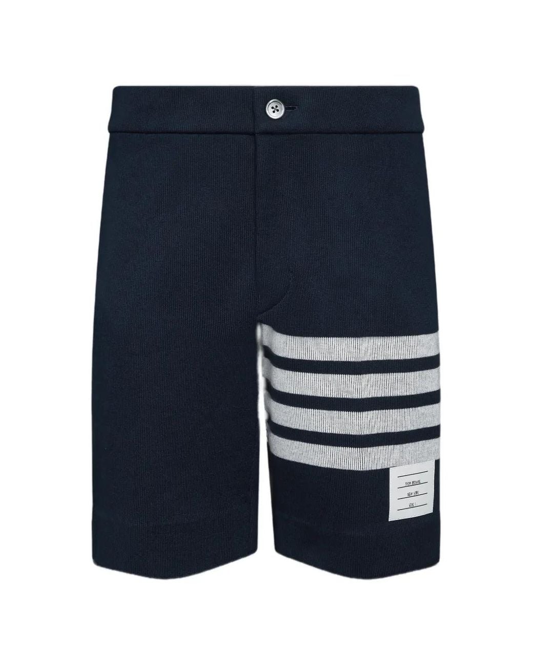 Thom Browne Blue Double Face Knit 4-Bar Bermuda Shorts for men