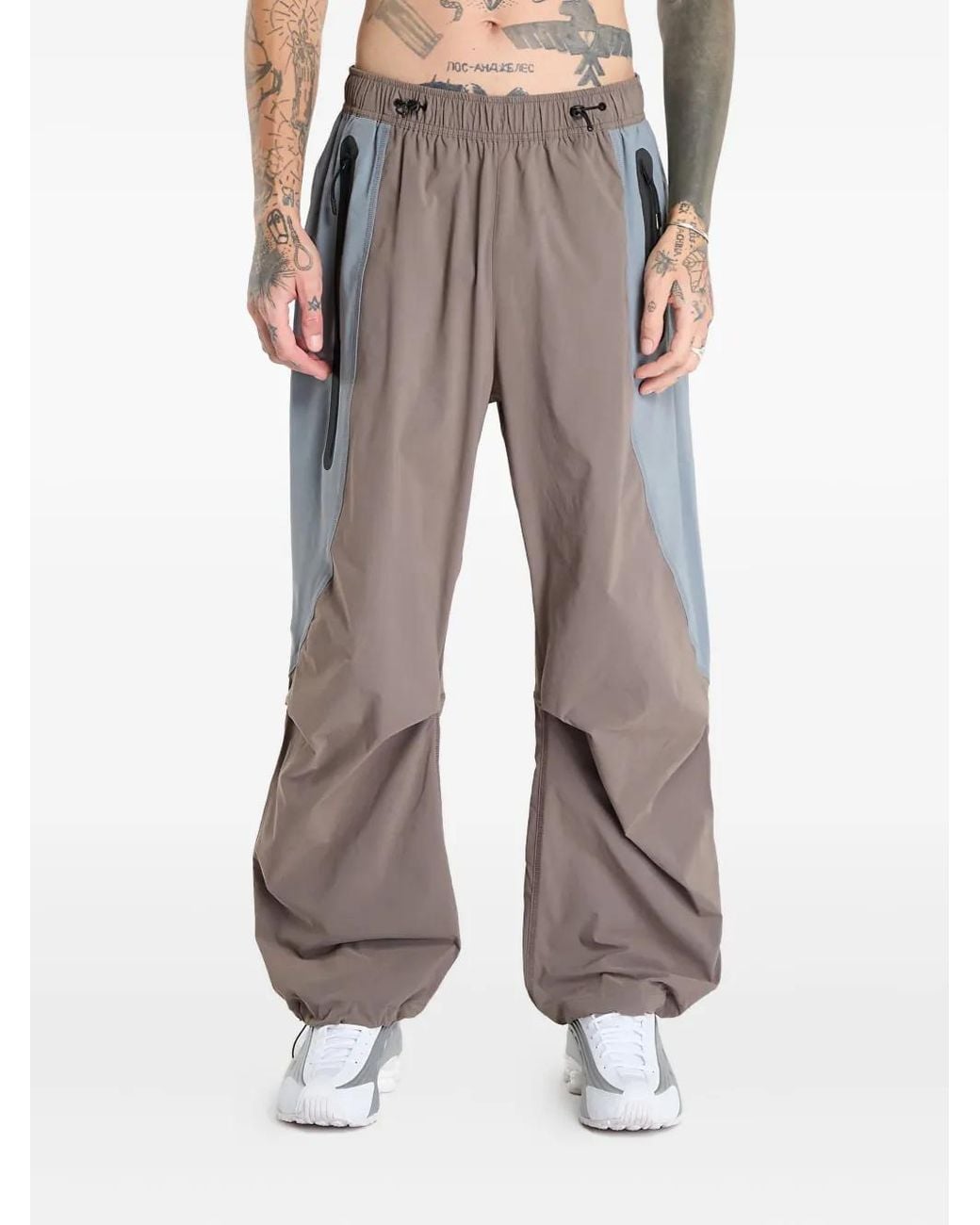 Nike Gray Woven Colour-Block Trousers for men