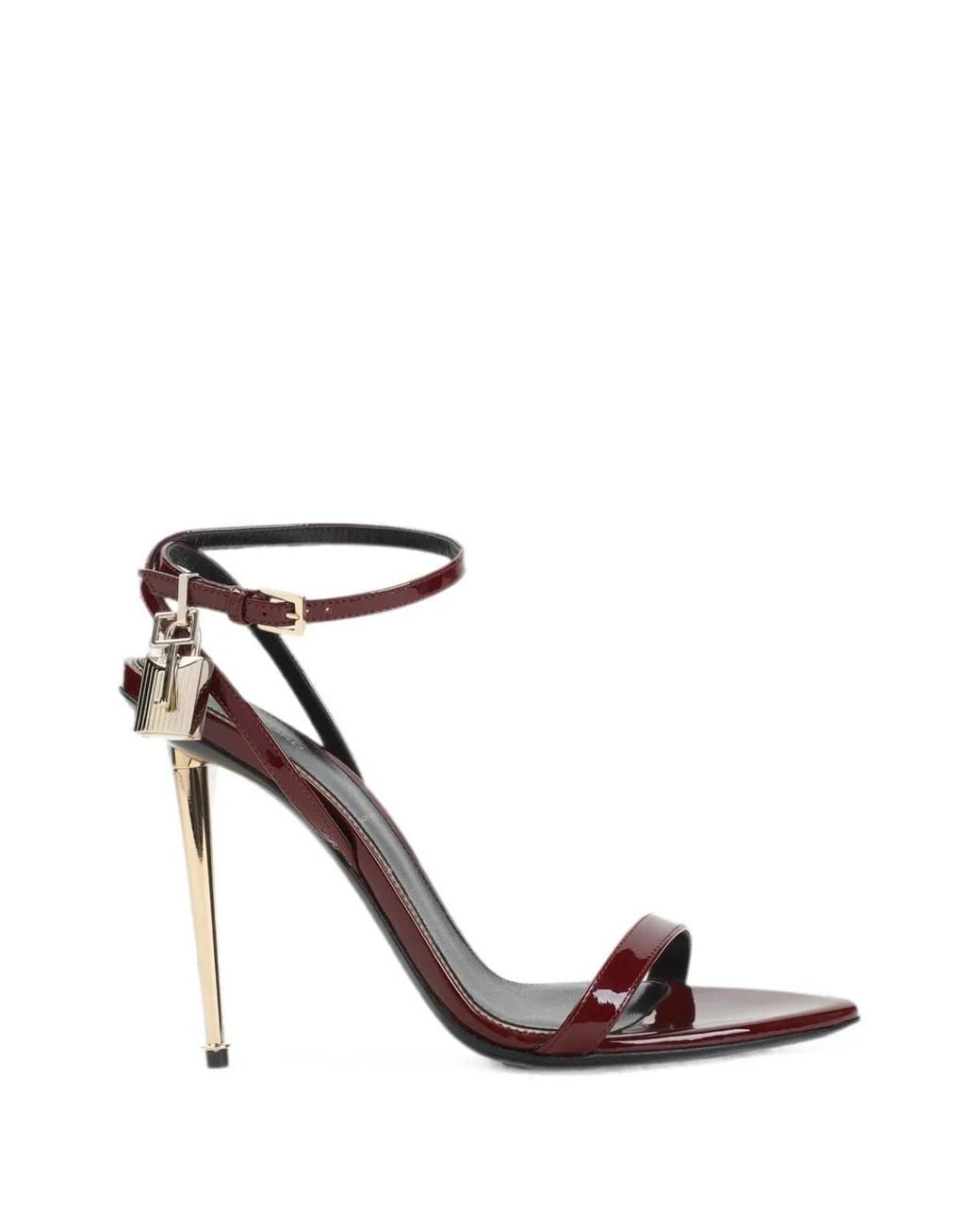 Tom Ford White Patent Leather Padlock Pointy Naked Sandals