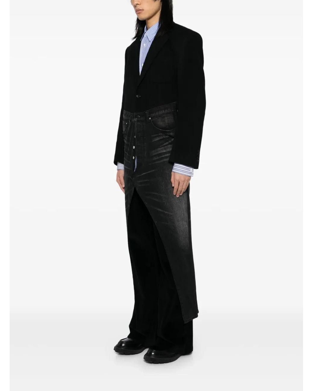 Junya Watanabe Black Patchwork Coat for men