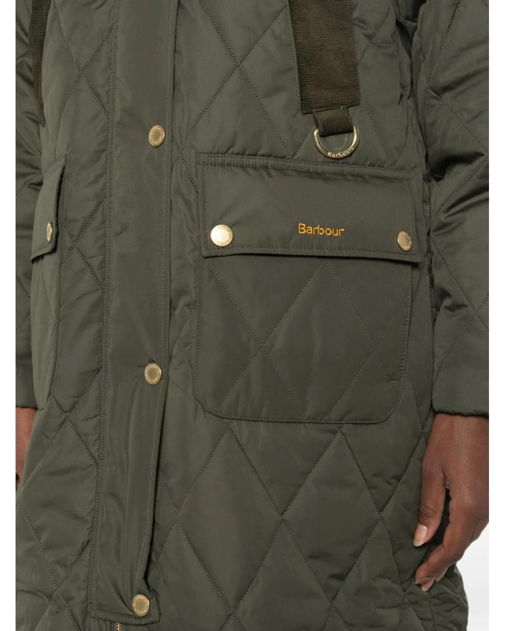 Barbour Green Diamond-Quilted Hooded Coat