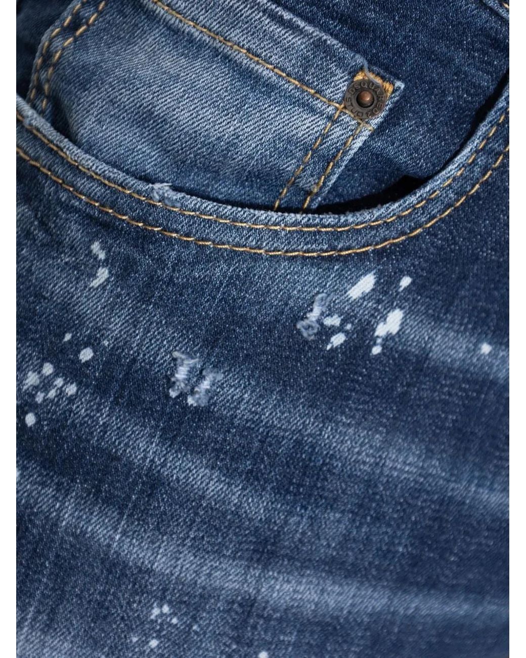 DSquared² Blue Medium Spots Wash Tidy Biker Jeans for men