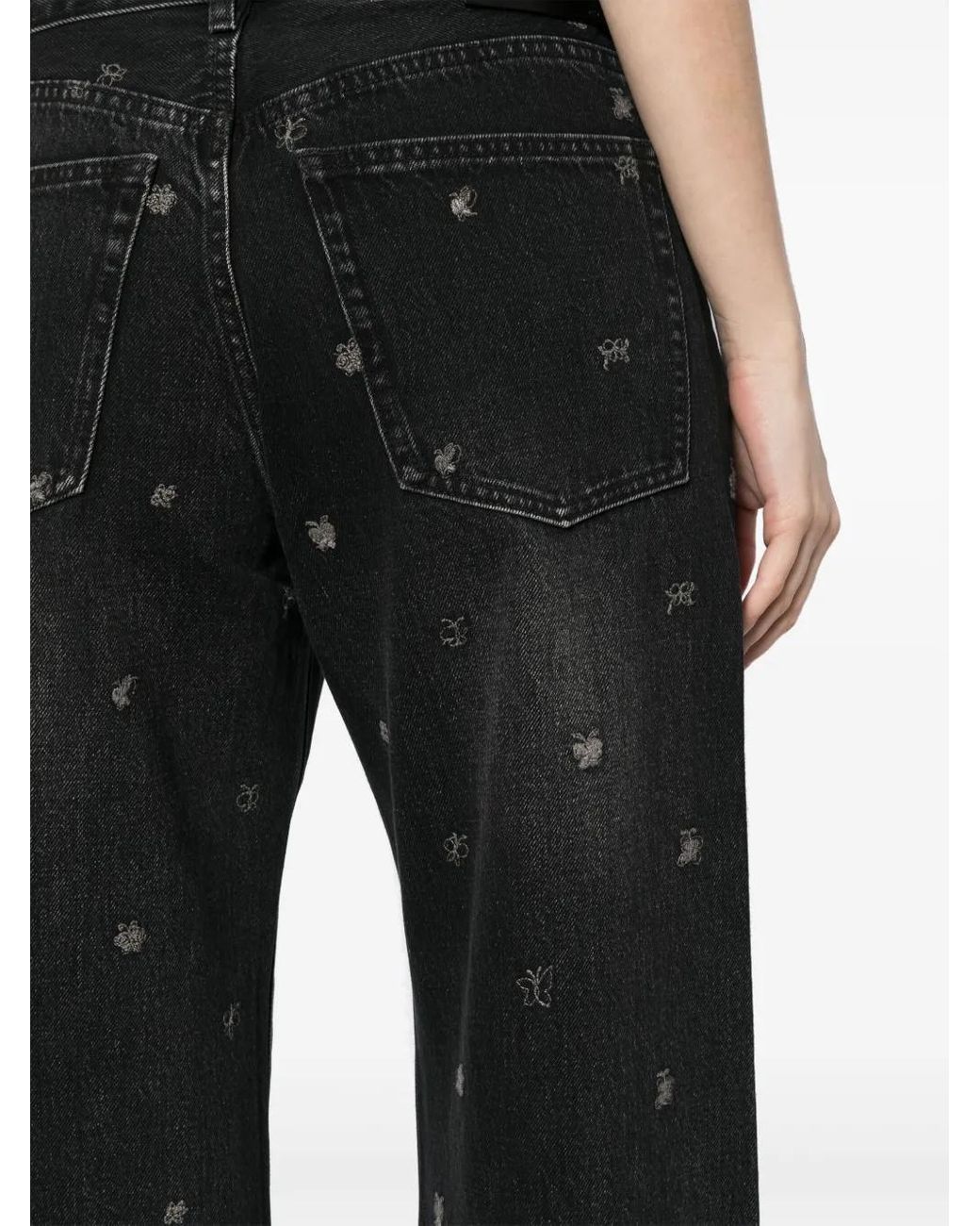 JNBY Black Embroidered-Butterfly Cotton Jeans