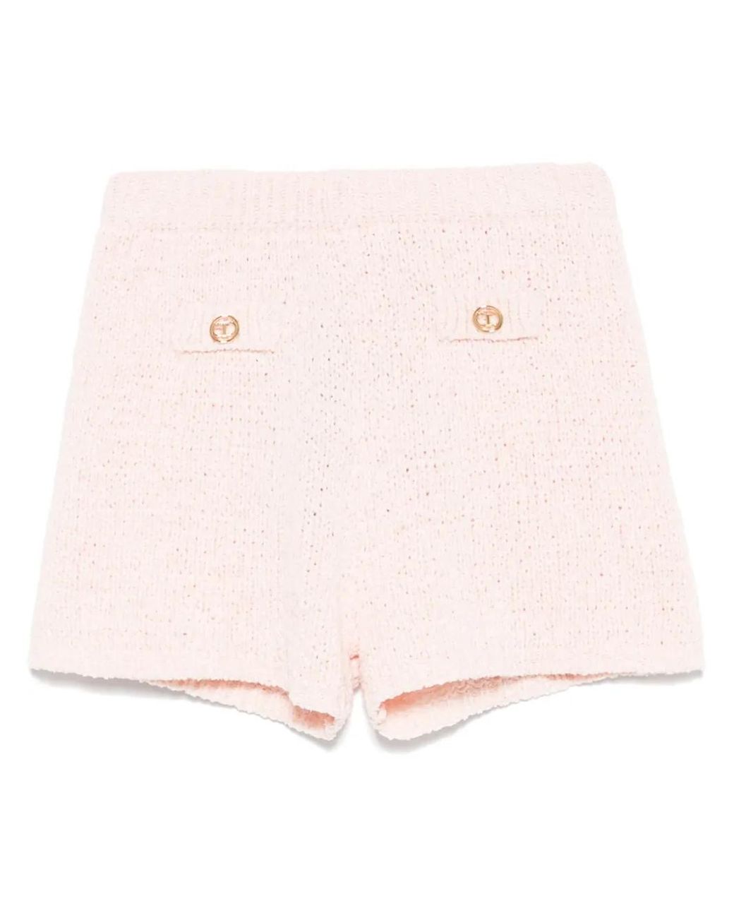 Twinset Pink Oval T-Buttons Knitted Shorts