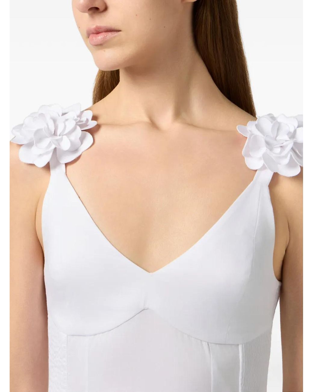 Philipp Plein White Long Roses Dress