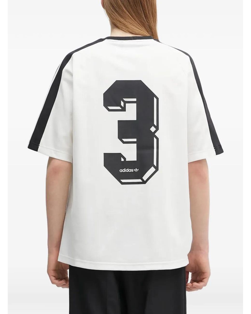Adidas Black Logo-Embroidered Striped-Sleeve T-Shirt for men