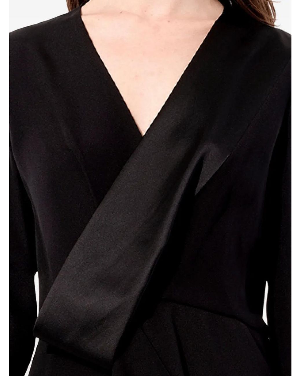 Balenciaga Black Satin-Panelled Draped Dress