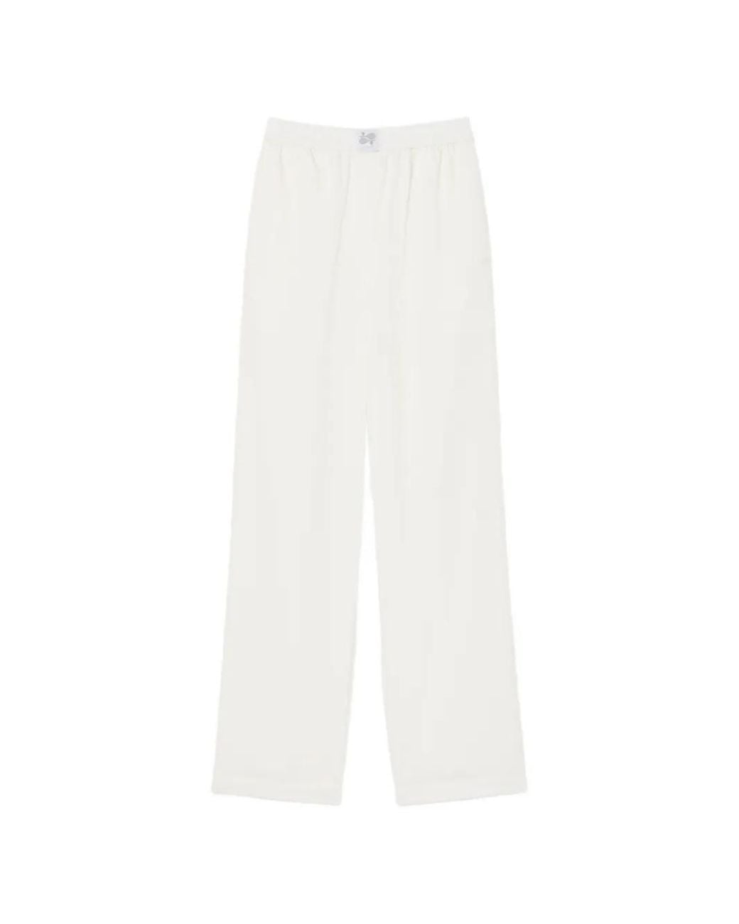 Lacoste White Wide-Fit Cotton Petit Piqué Pants