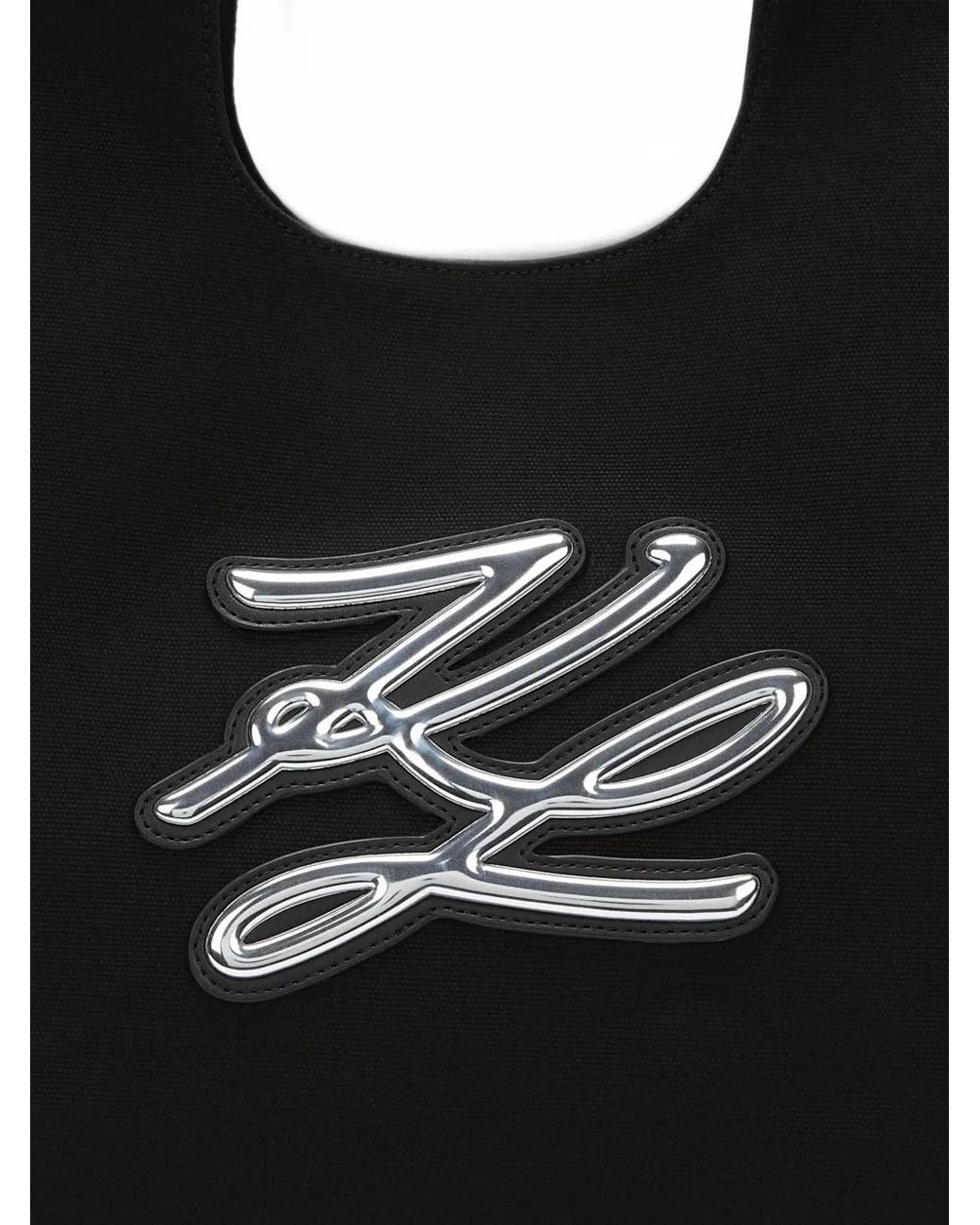 Karl Lagerfeld Black Medium K/Autograph Logo-Detail Shoulder Bag