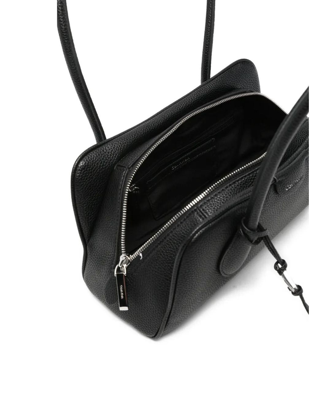Calvin Klein Black Logo-Print Pebbled Tote Bag