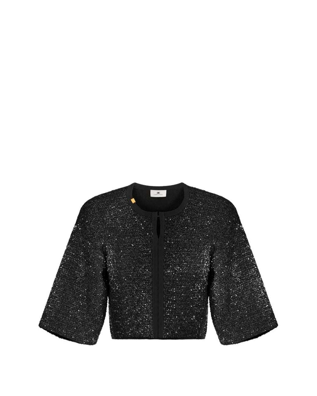 Elisabetta Franchi Black Knit Top With Sequins