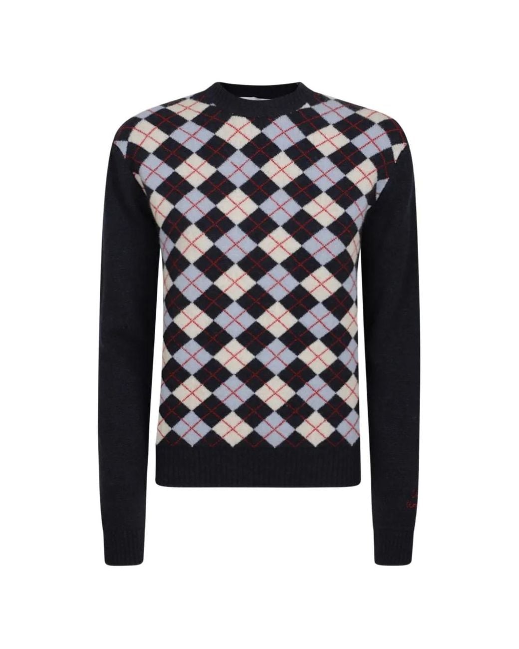 Giada Benincasa Blue London Argyle-Intarsia Sweater