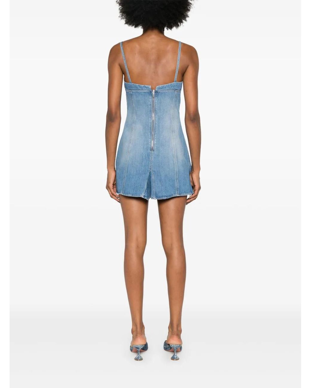 Nensi Dojaka Blue Godet-Design Denim Mini Dress