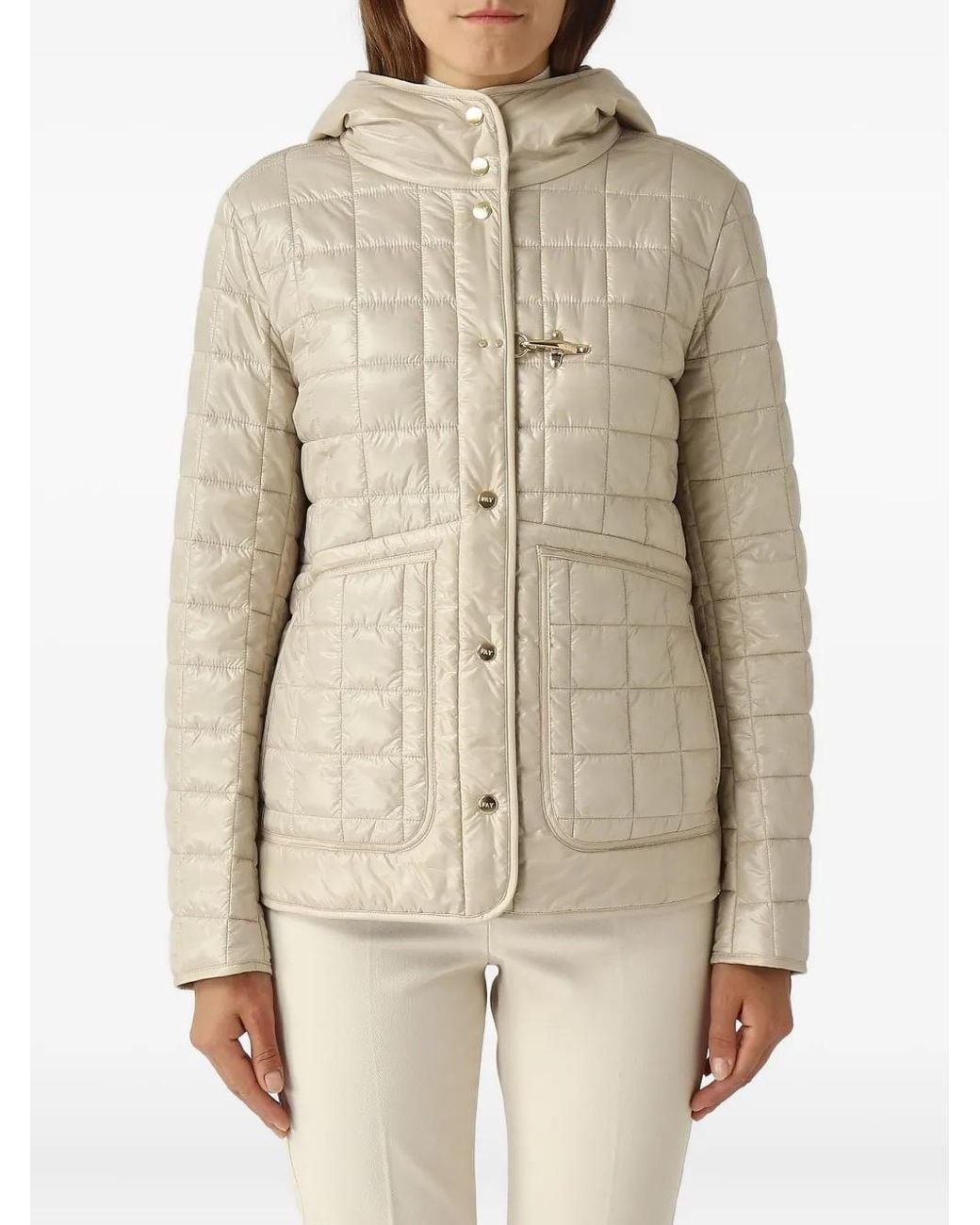Fay Natural Veste Matelassée À Capuche