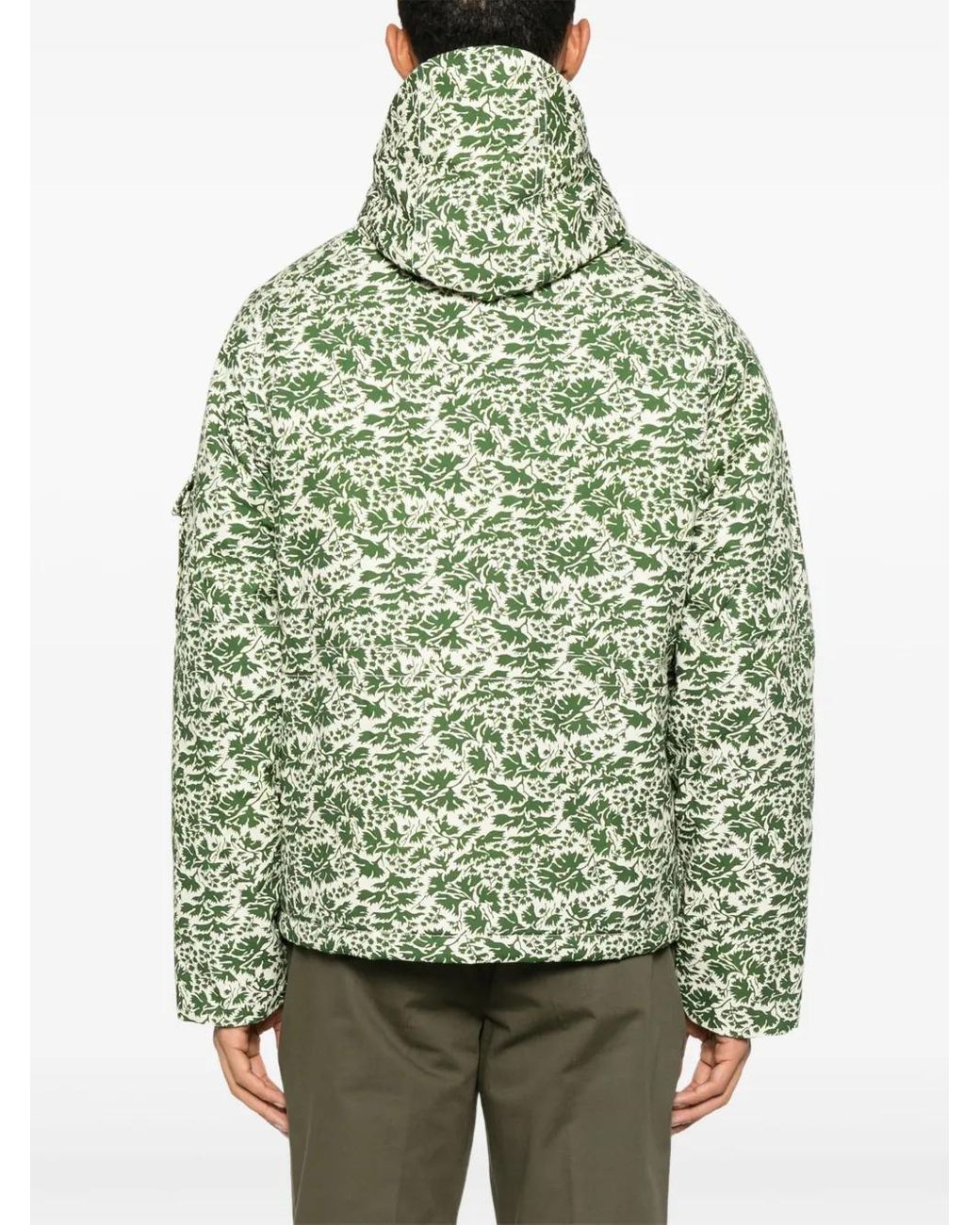 Fursac Green Floral-Print Puffer Jacket for men