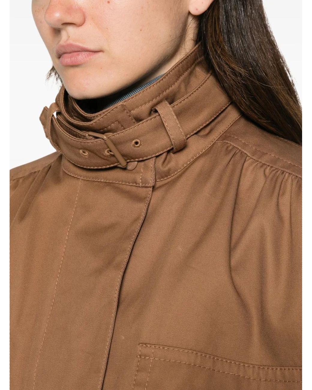 Zimmermann Brown Valiant Drill Buckled-Collar Cropped Jacket