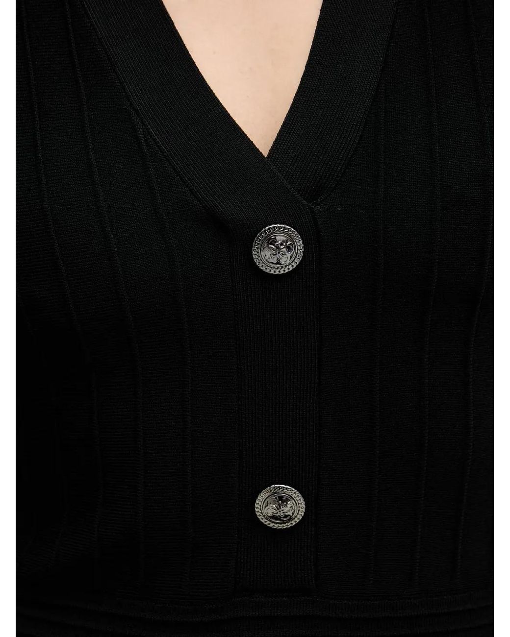Guess Ribgebreide Button-Down Mini-Jurk in het Black