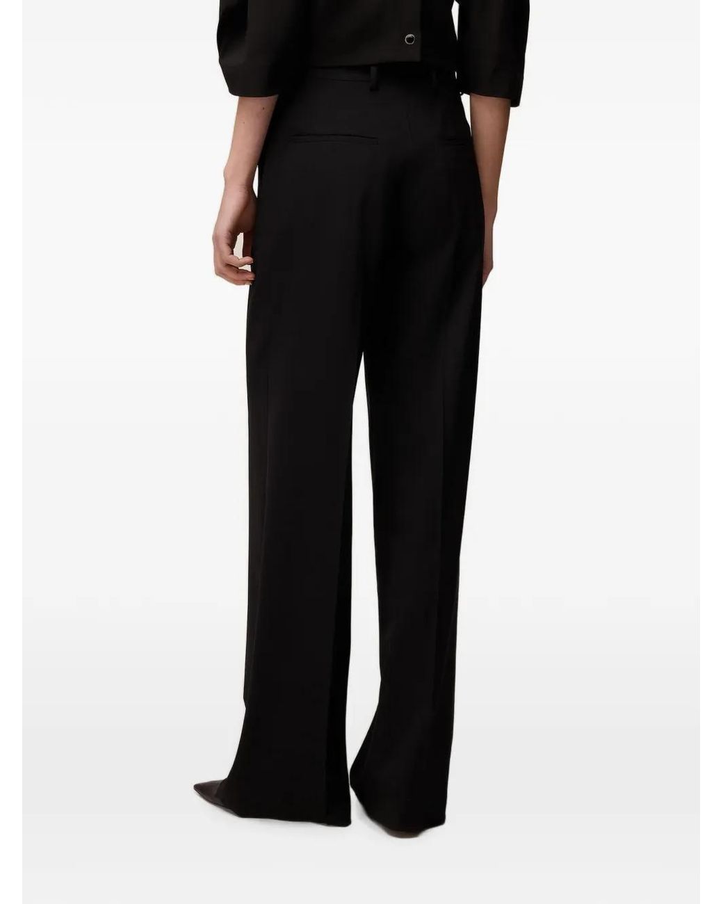 RETORI Black Pleated Wide-Leg Trousers