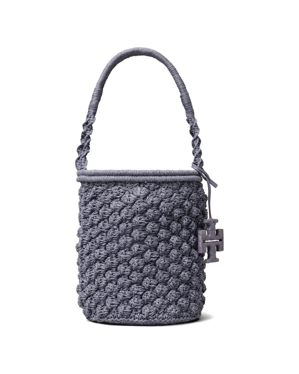 Tory Burch White Ella Hand-Crocheted Popcorn Bucket Bag