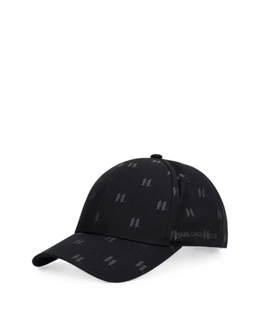 Karl Lagerfeld Black Monogram-Print Cotton Baseball Cap for men