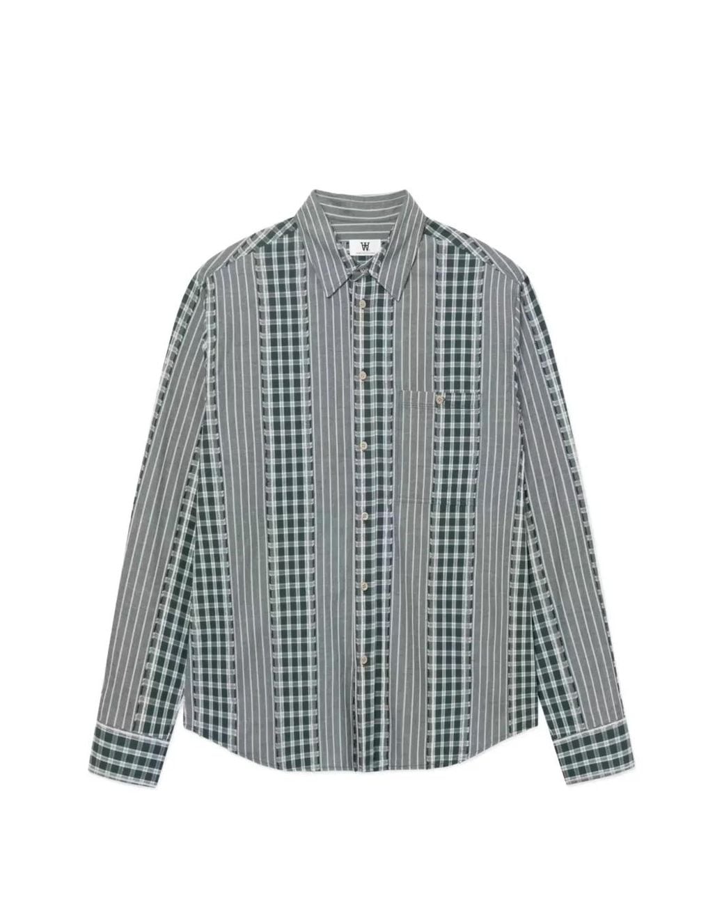 WOOD WOOD Blue Chemise Wwcooper Rayée À Carreaux for men