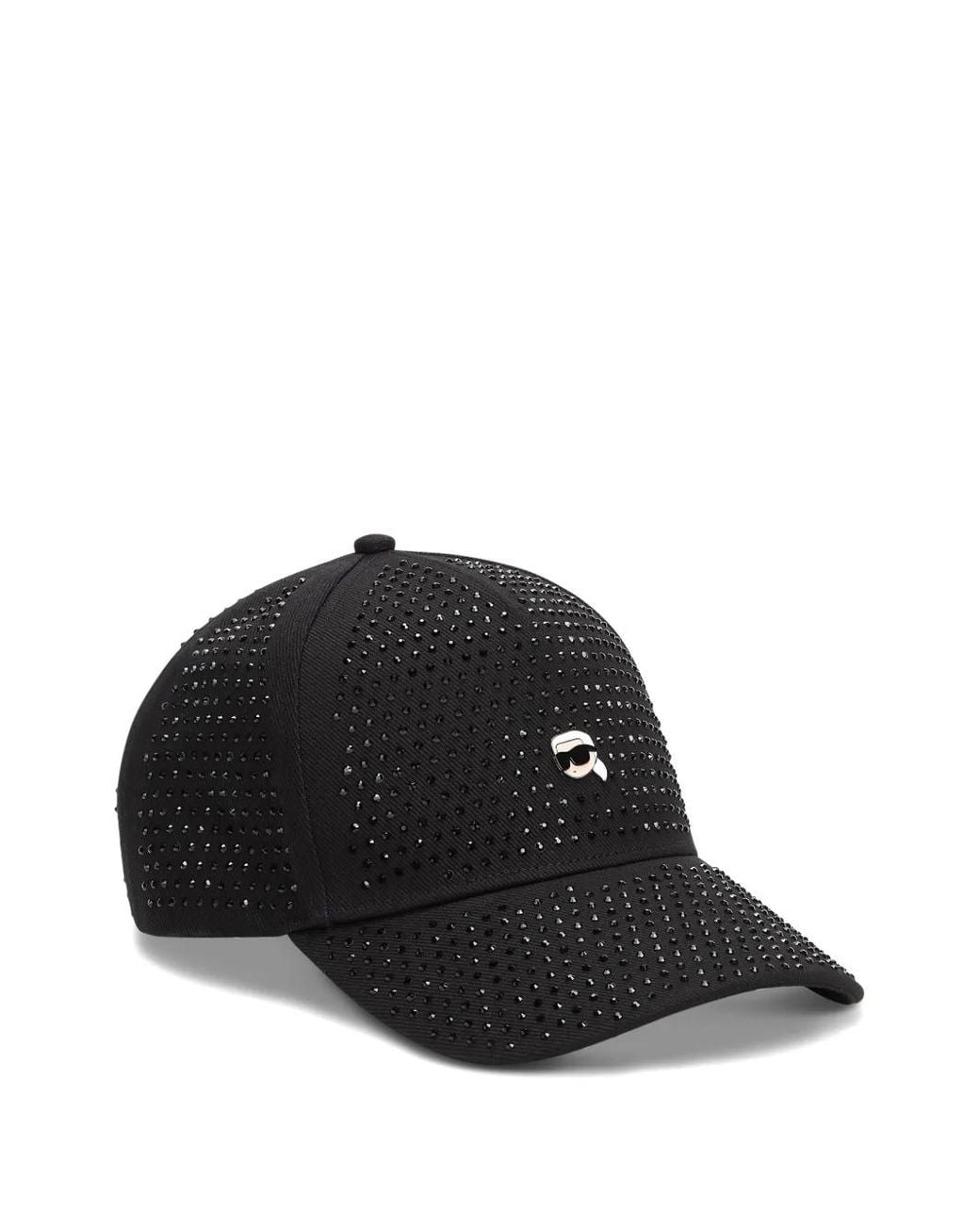 Karl Lagerfeld Black Ikon Rhinestone-Embellished Cap