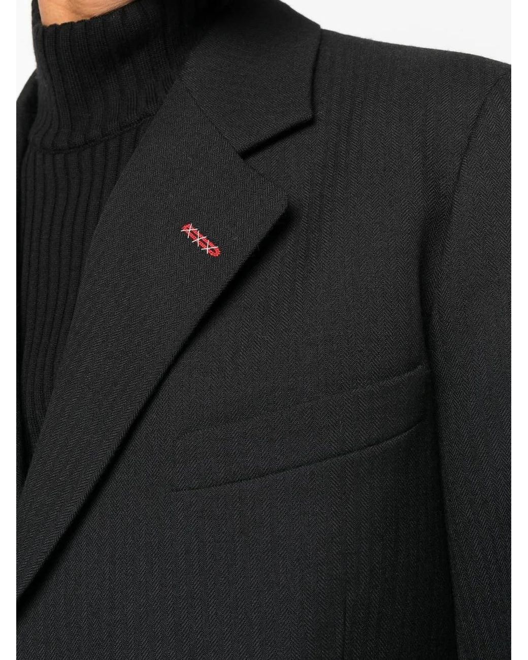 Maison Margiela Black Herringbone Wool Jacket for men