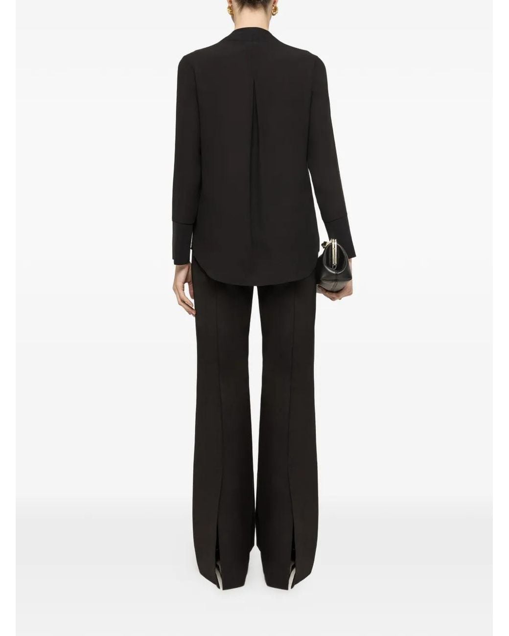 Nissa Black V-Neck Chiffon Top