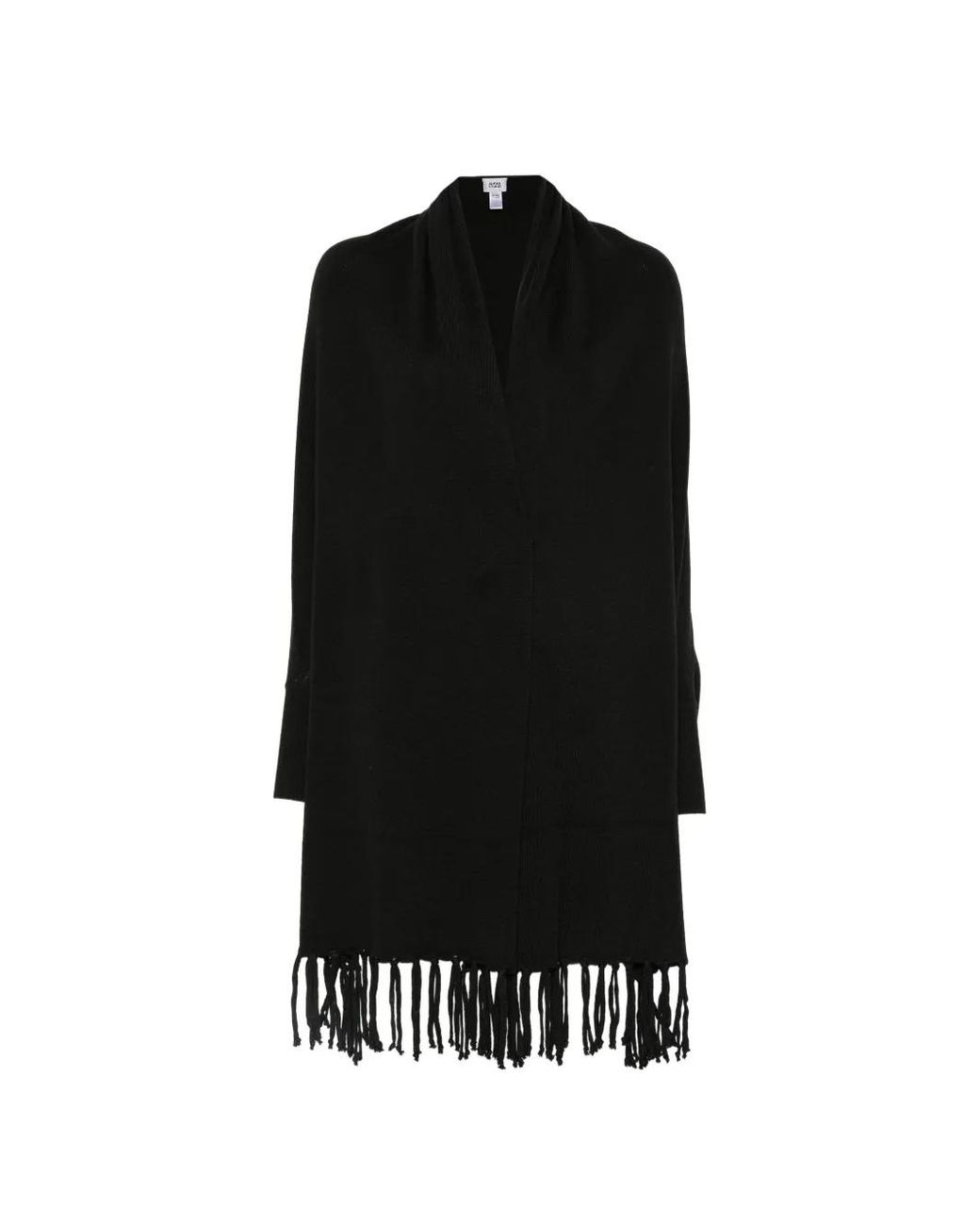Alpha Studio Black Fringe-Trim Cardigan