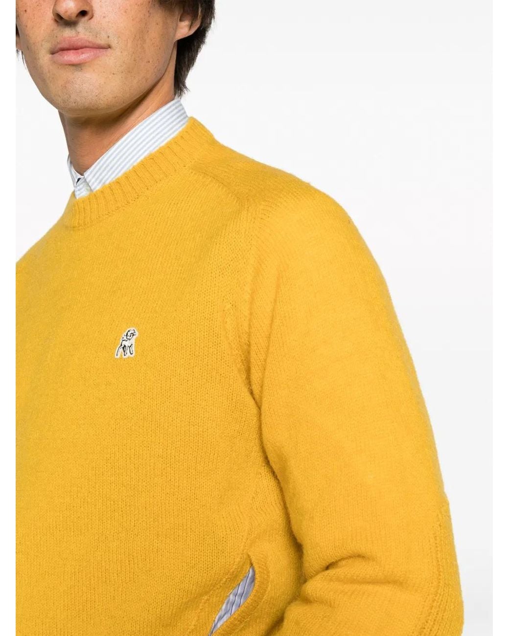Undercover Yellow Logo-Patch Wool Jumper for men