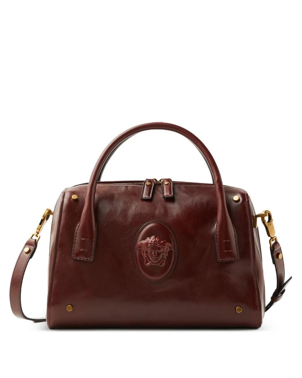 Versace Brown Roomy Leather Boston Bag