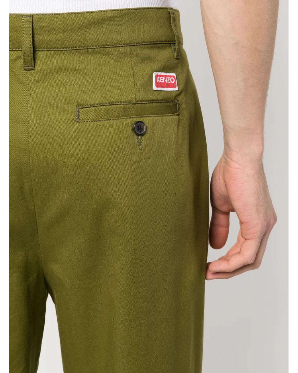 KENZO Green Straight-Leg Tailored Trousers for men