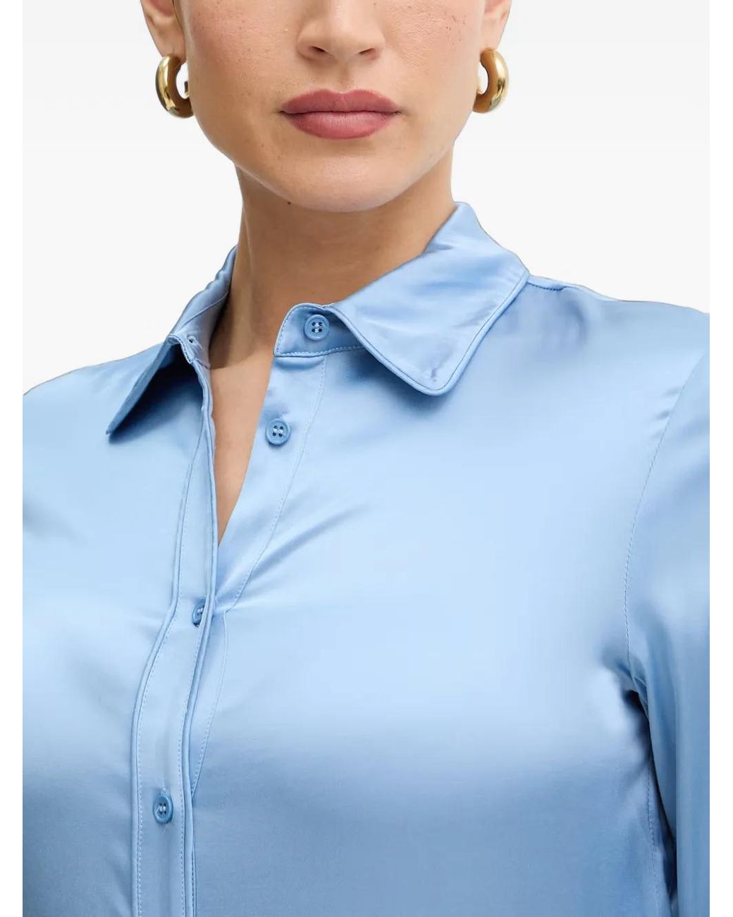 Silvian Heach Blue Sabat Long-Sleeve Buttoned Shirt