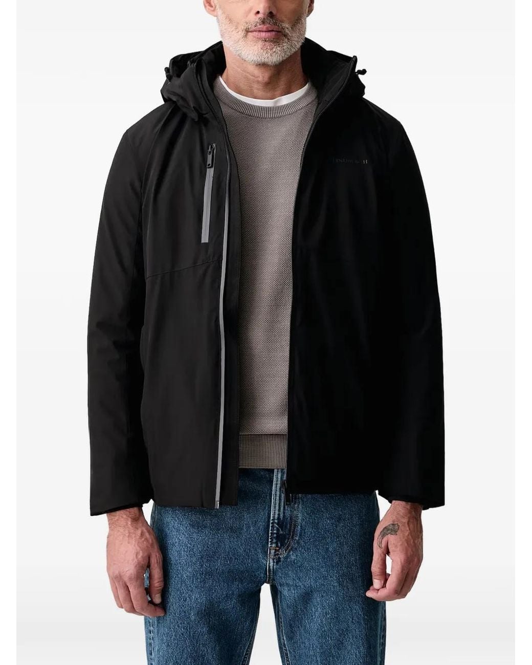 Lindbergh Black Logo-Print Hooded Jacket for men