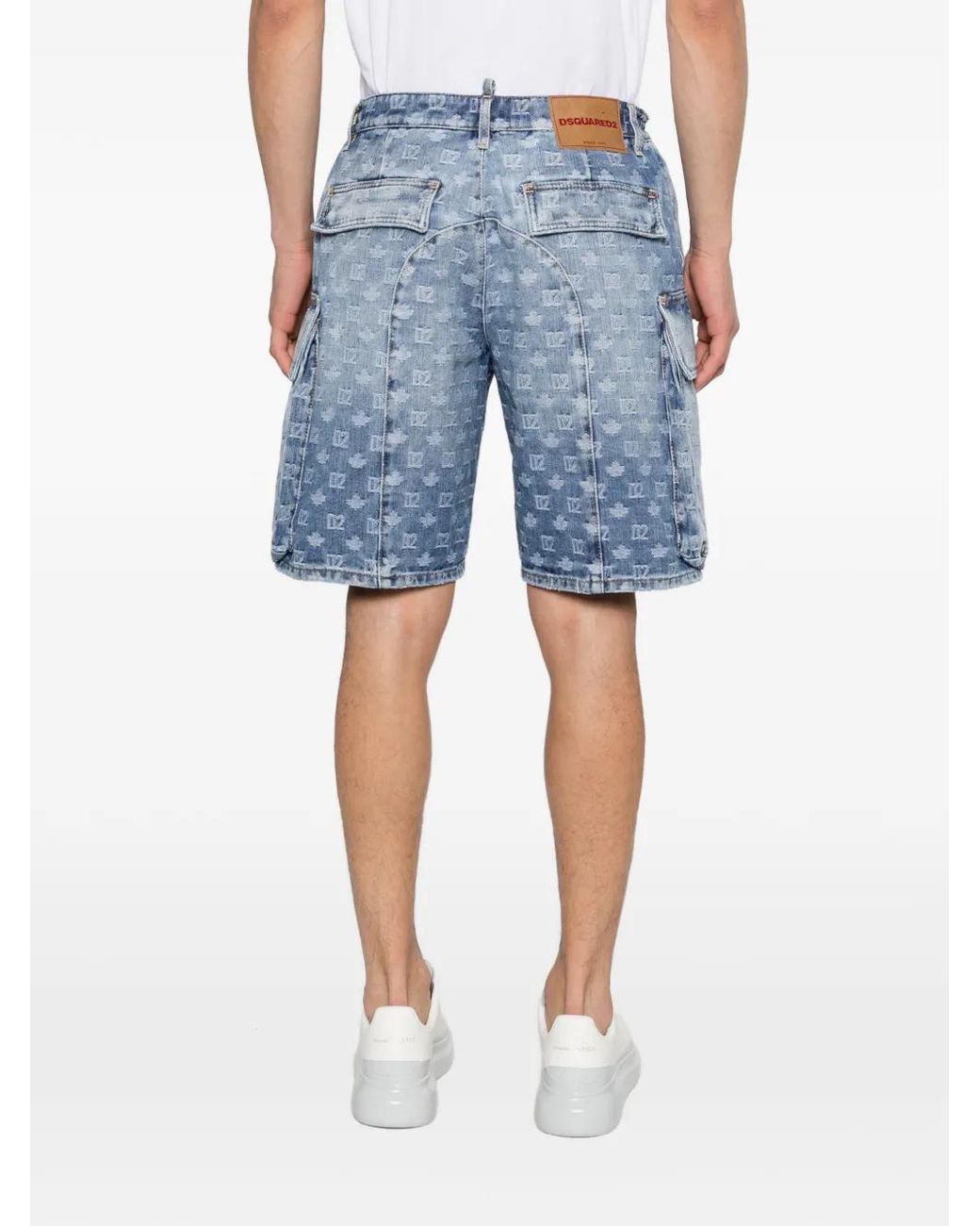 DSquared² Jeans-Shorts mit Monogrammmuster in Blue für Herren