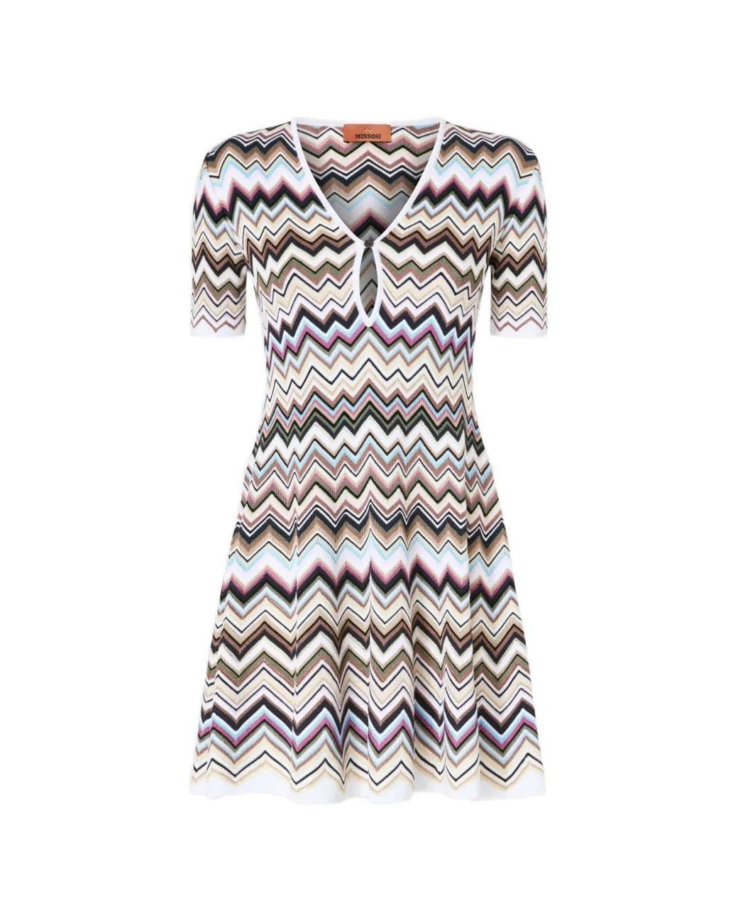 Missoni White Robe En Maille À Motif Zig-Zag