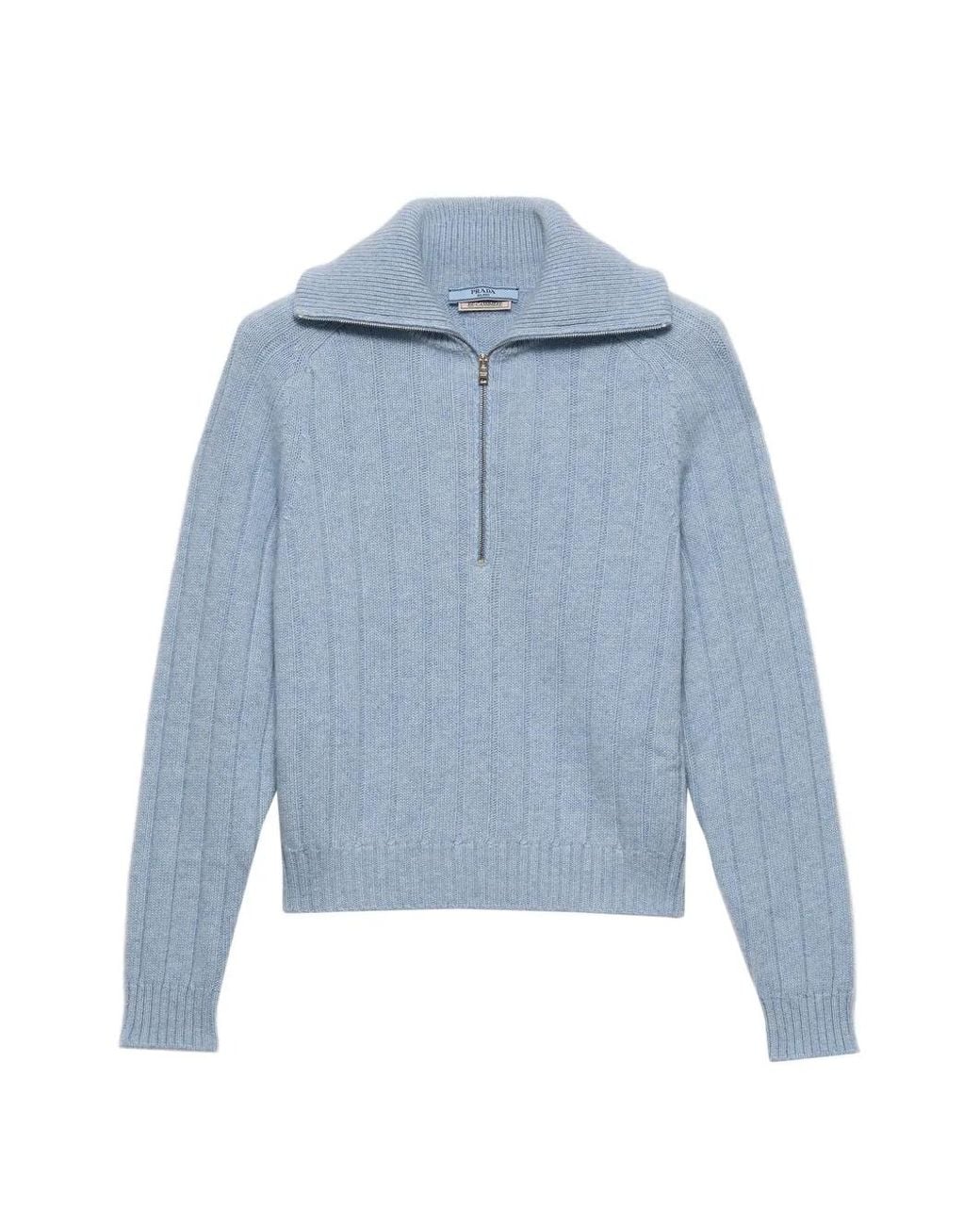 Prada Blue Re-Cashmere Polo Sweater