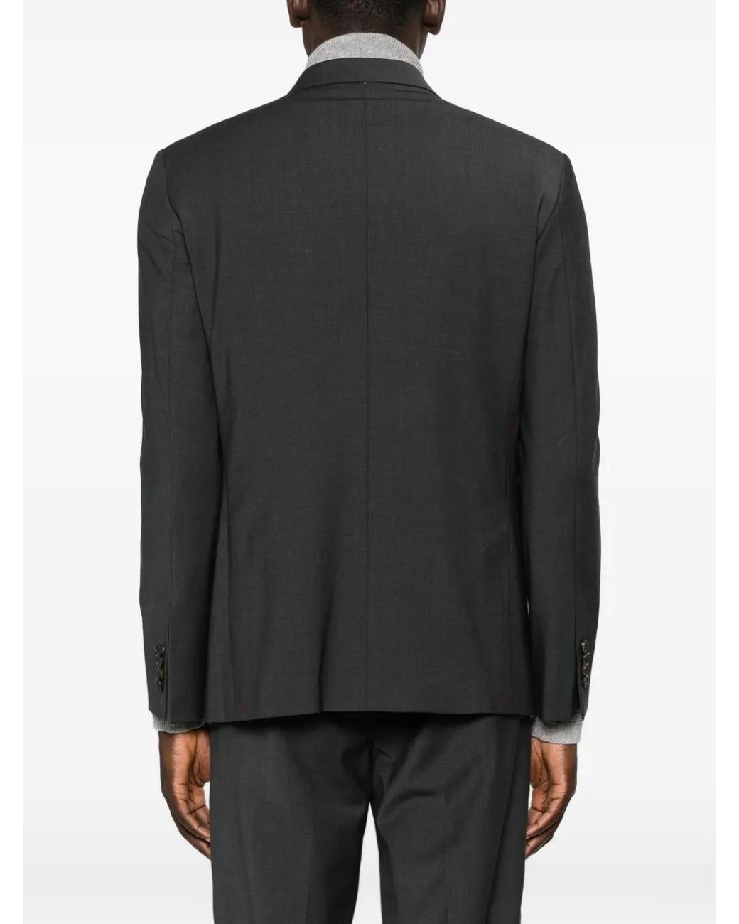 Amaranto Black Double-Breasted Peak-Lapels Blazer for men