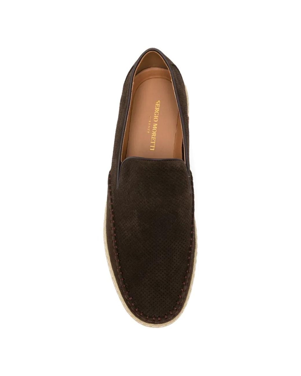 SERGIO MORETTI FIRENZE White Perforated-Suede Loafers for men