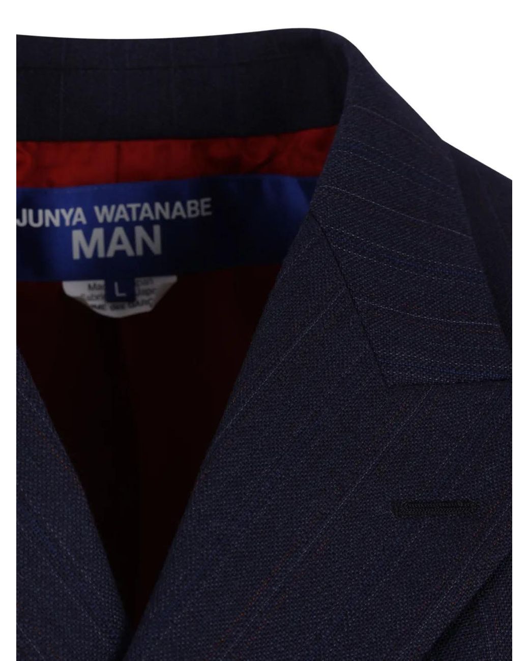 Junya Watanabe Blue Pinstriped Double-Breasted Jacket for men