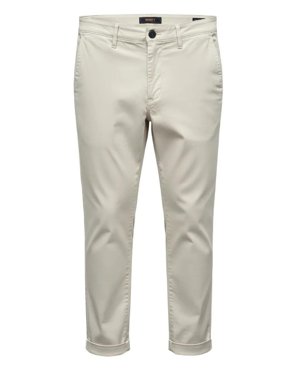 40 Weft Gray Cuffed Straight-Leg Trousers for men