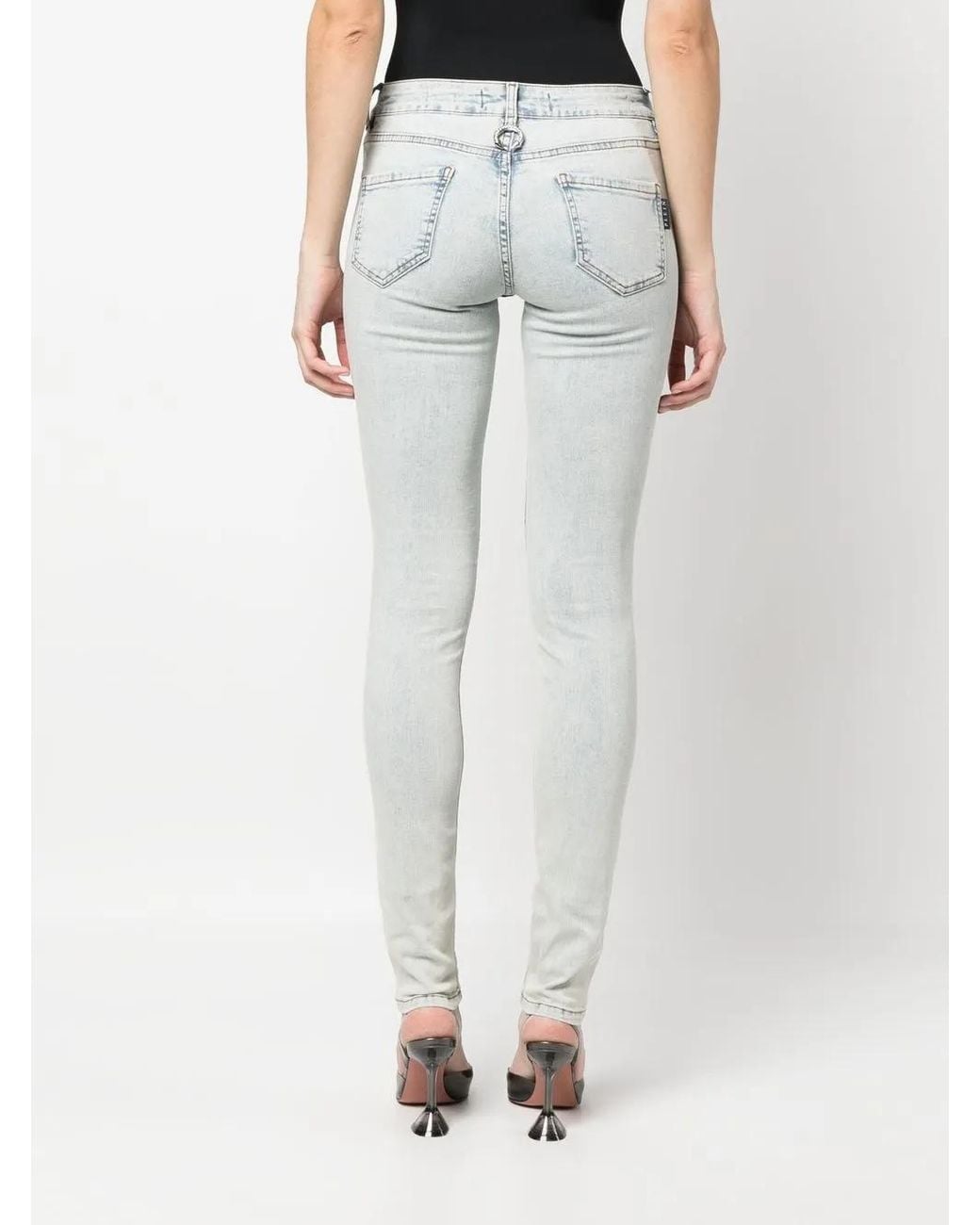 Philipp Plein Blue High-Rise Skinny-Cut Jeans