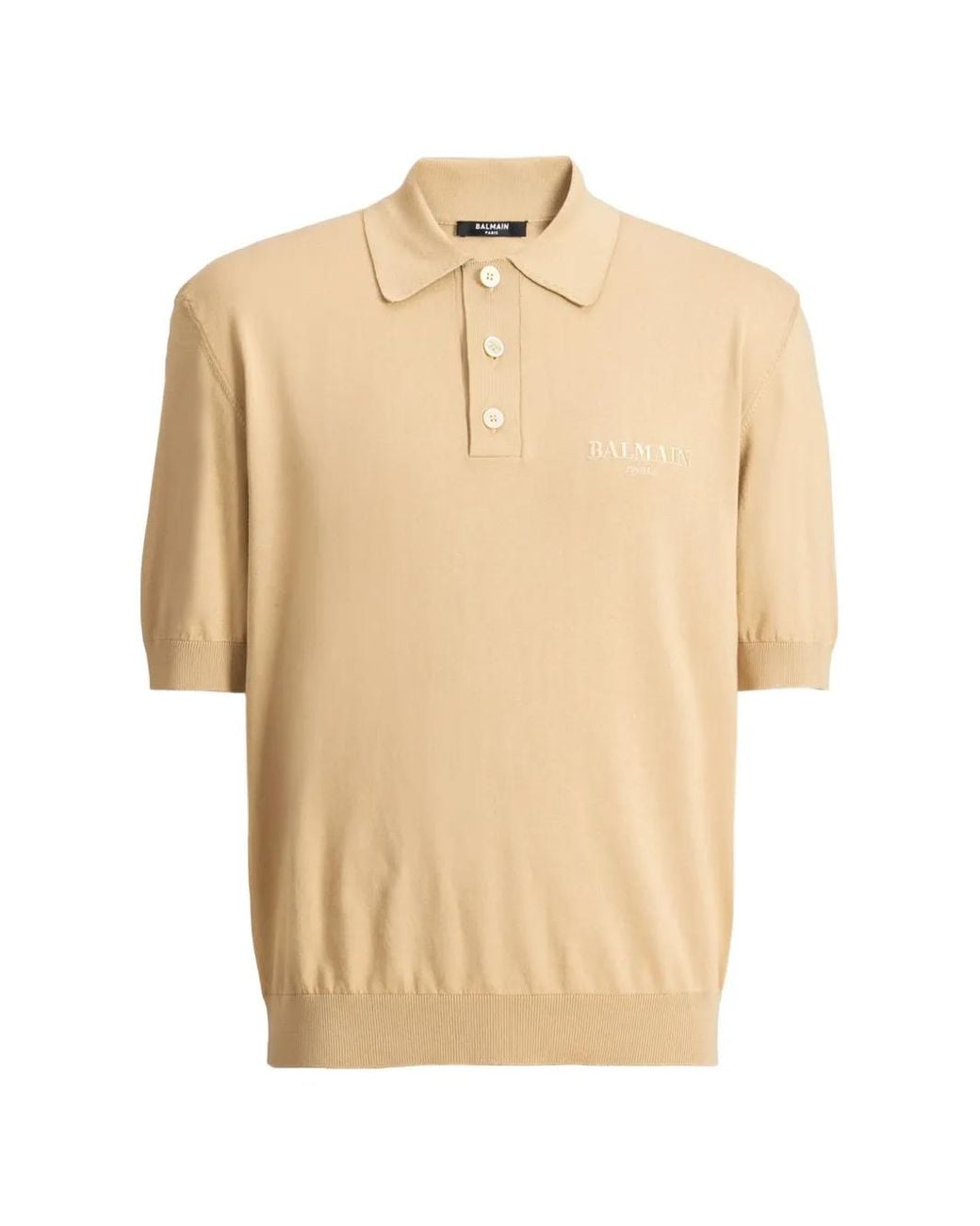 Balmain Natural Embroidered Vintage Polo for men
